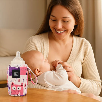 Chauffe biberon portable, maman joue avec bébé